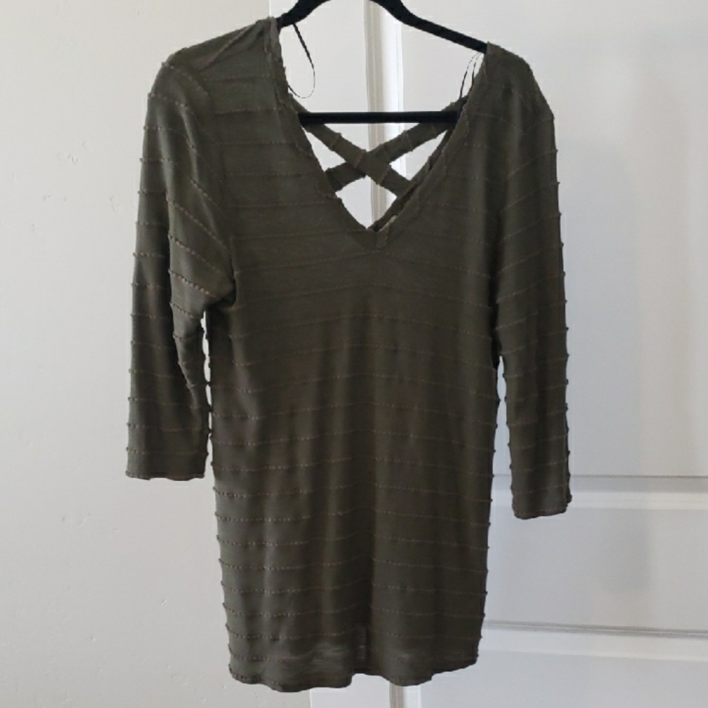 Elegant Olive Green V-Neck Top